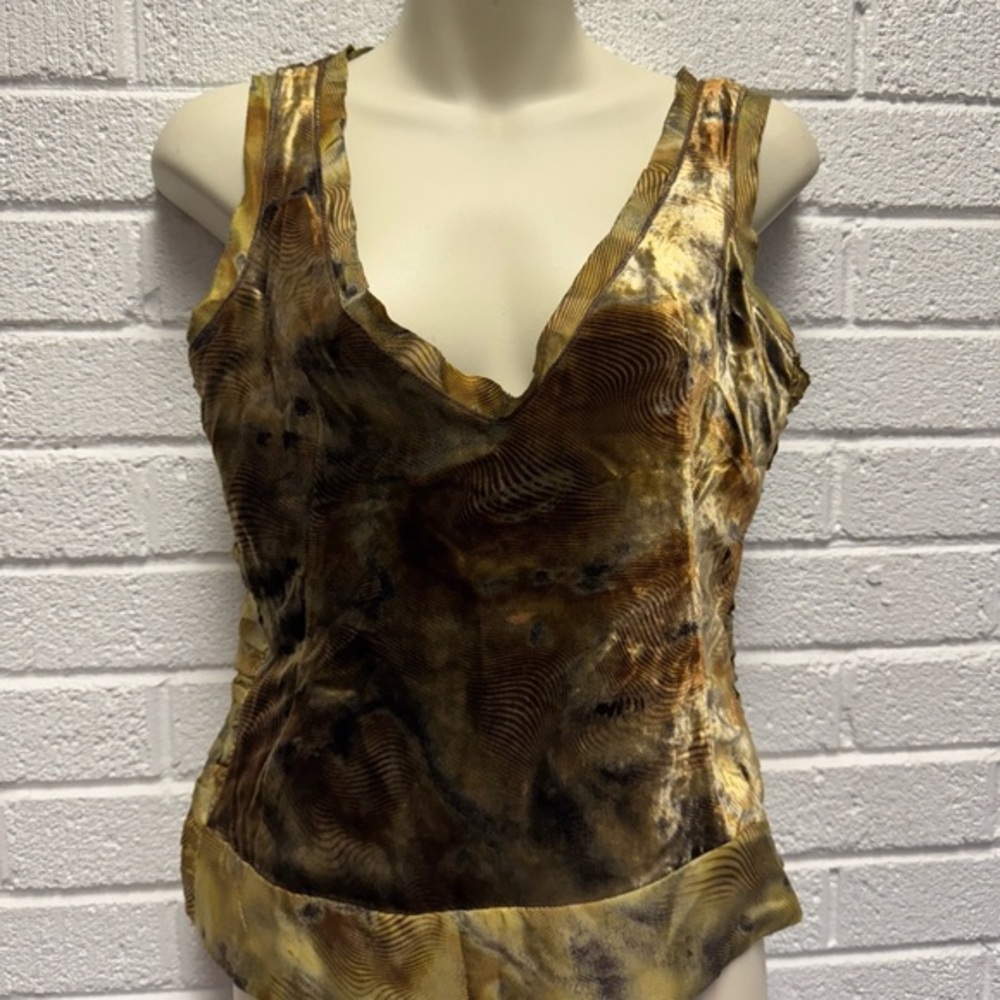 Hugo Boss Gold Fitted Sleeveless Tank Top Vintage Size 0